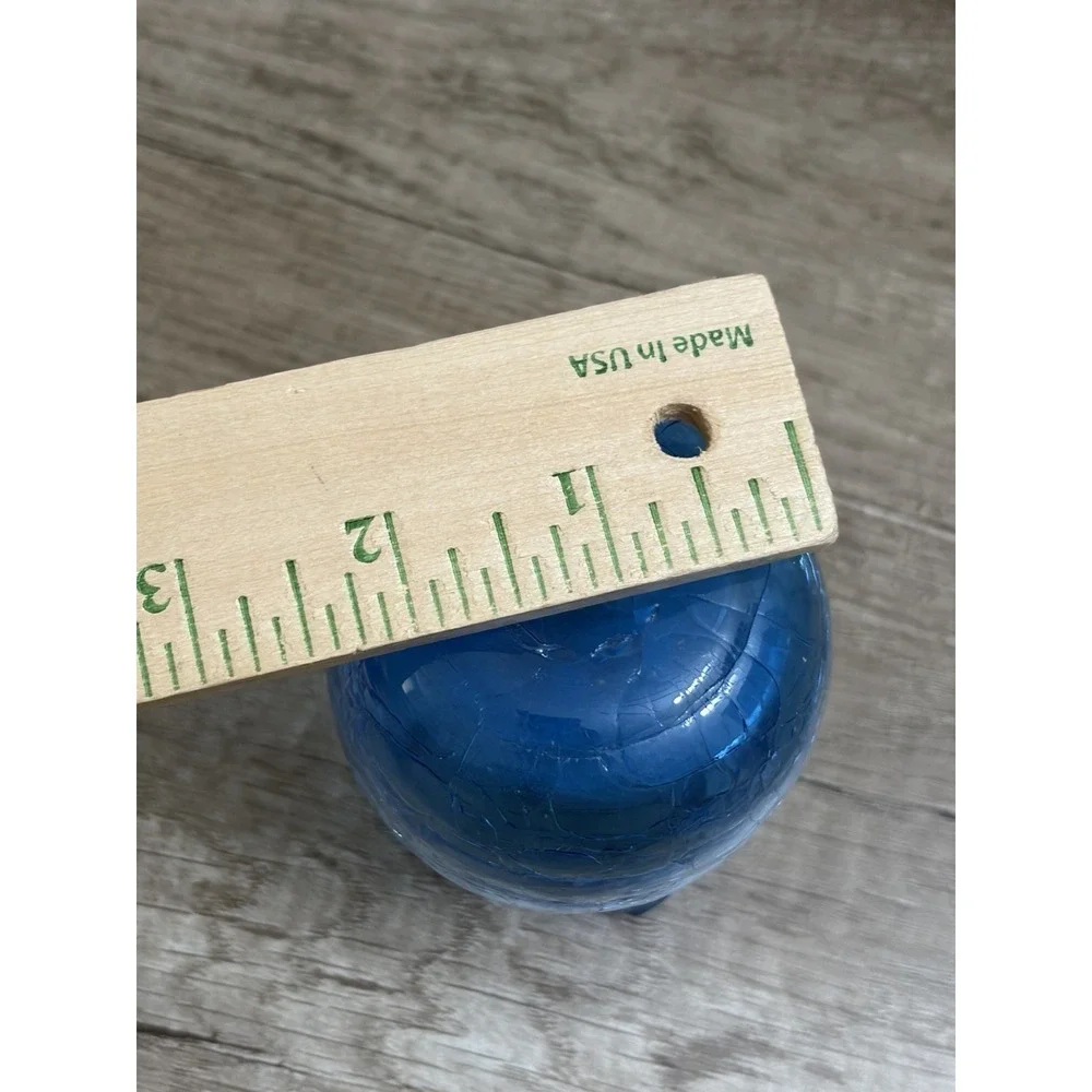Vintage Handblown‎ Mini Crackle Glass Cornflower Cobalt Blue Pitcher Cruet 3.5